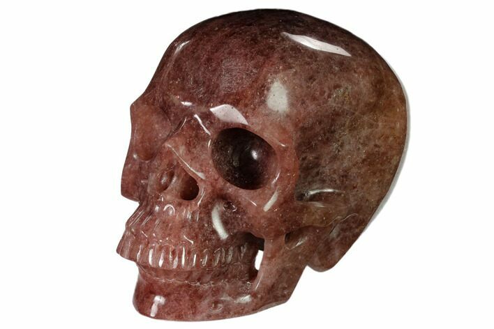 Realistic, Carved Strawberry Quartz Crystal Skull #150905